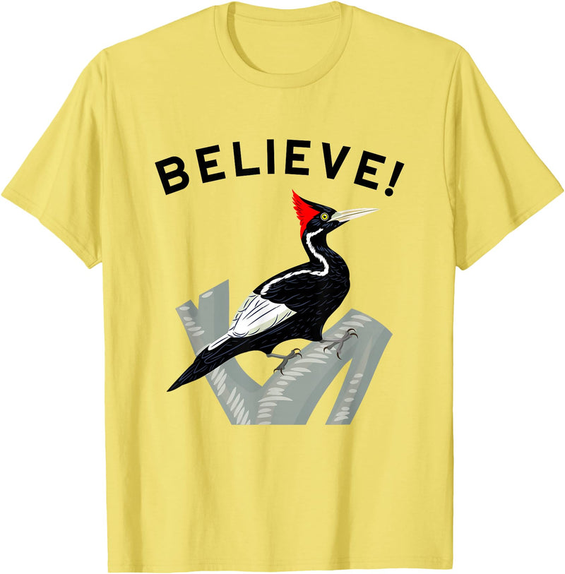 Birdwatching Gifts for Birders Endangered Ivory-Billed Woodpecker T-Shirt - Lemon Yellow