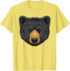 Wowsome! Black Bear Animal Head - Cute Black Bear Lover Women Men T-Shirt - Lemon Yellow