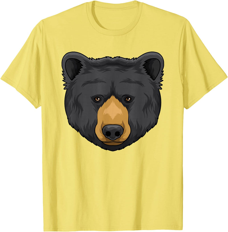 Wowsome! Black Bear Animal Head - Cute Black Bear Lover Women Men T-Shirt - Lemon Yellow
