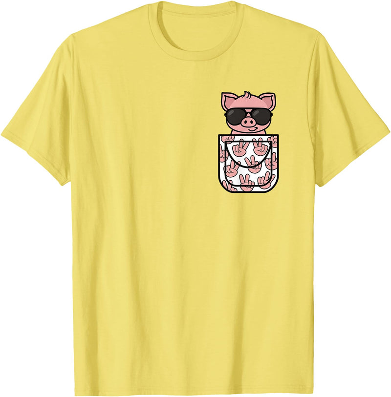 KATYLIN Funny Pig Pocket Pig Lover Men Women Boys Girls Kids T-Shirt - Lemon Yellow