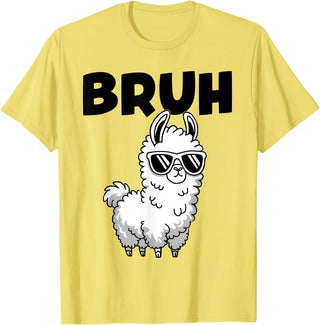 Bruh Llama Sunglasses by LazyPanda Bruh Llama Funny Alpaca Llama Boys Kids Girls Trendy Graphic T-Shirt - Lemon Yellow