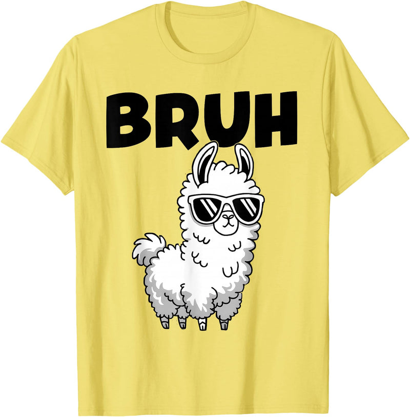 Bruh Llama Sunglasses by LazyPanda Bruh Llama Funny Alpaca Llama Boys Kids Girls Trendy Graphic T-Shirt - Lemon Yellow