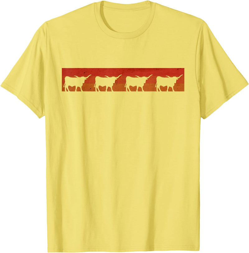 Triple G Mavs Vintage Retro Longhorn Shirt Cow Farm Animal Gift T-Shirt - Lemon Yellow