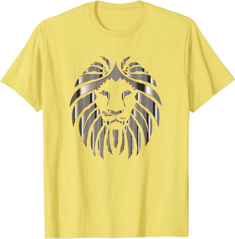 Teeshire Lion Head Tshirts Silver Lion Head Portrait Safari Animal Novelty Gift T-Shirt T-Shirt - Lemon Yellow