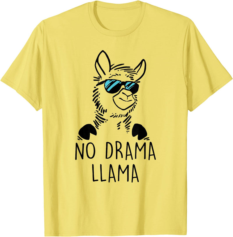 Pretees No Drama Llama Graphic Funny Llama T-Shirt - Women's Adult Unisex-Adults Grey Small Classic Fit Crew Neck Short Sleeve - Lemon Yellow