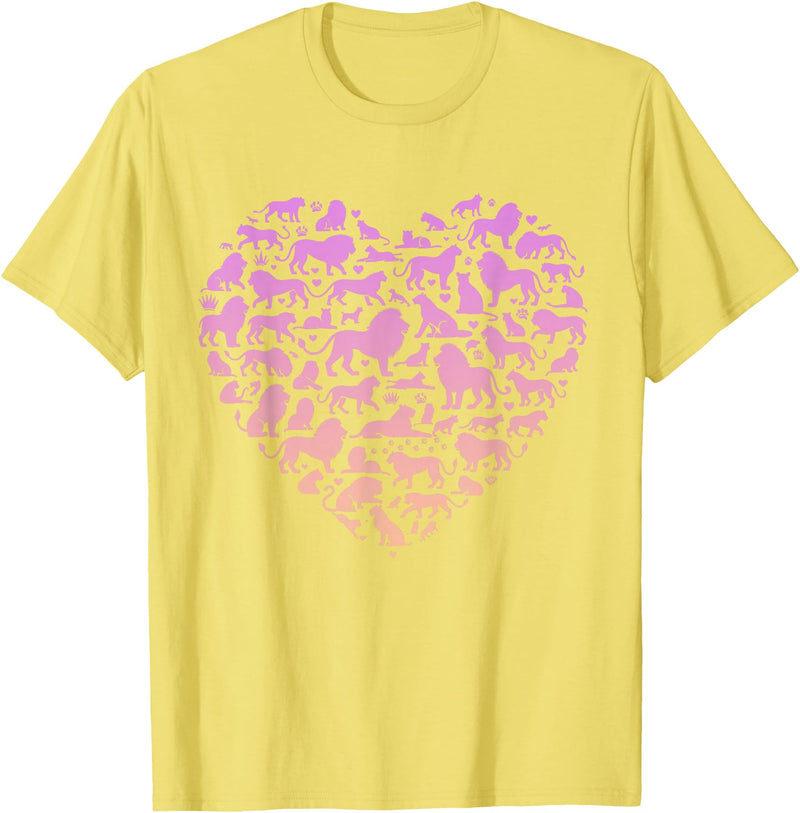 Girls Lion Design Silhouette Lions Design for Lion Lover | Girls Lion T-Shirt - Lemon Yellow