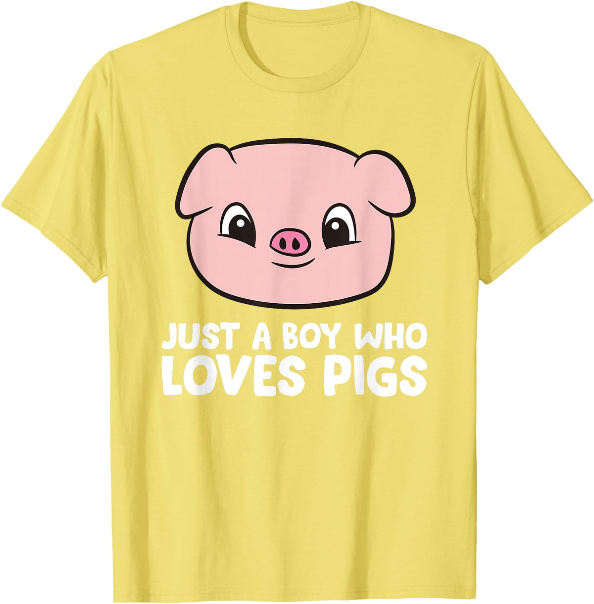 Funny Pigs Gifts And Pig Farmer Apparels Pig Farmer Boy Just a Boy Who Loves Pigs T-Shirt - Lemon Yellow