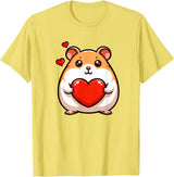 Cute Hamster Funny Valentines Heart Lover Men Women Kids T-Shirt - Lemon Yellow