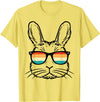 Easter Bunny Face Sunglasses Retro Rabbit Men Boy Kids Youth T-Shirt in Lemon Yellow