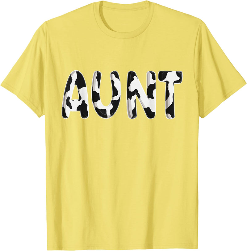 Cow Pattern Print Family Matching Birthday Shirts Cow Aunt Birthday Family Matching Mothers Day Boy Girl Farm T-Shirt -