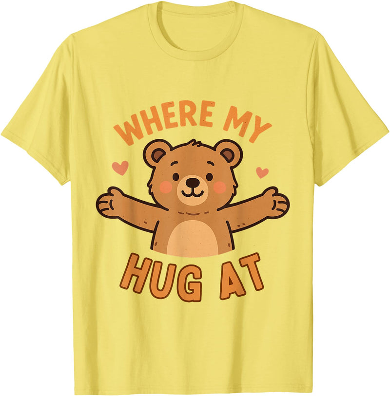 Where My Hug At Co. Where My Hug at Bear Hug Graphic T-Shirt - Lemon Yellow
