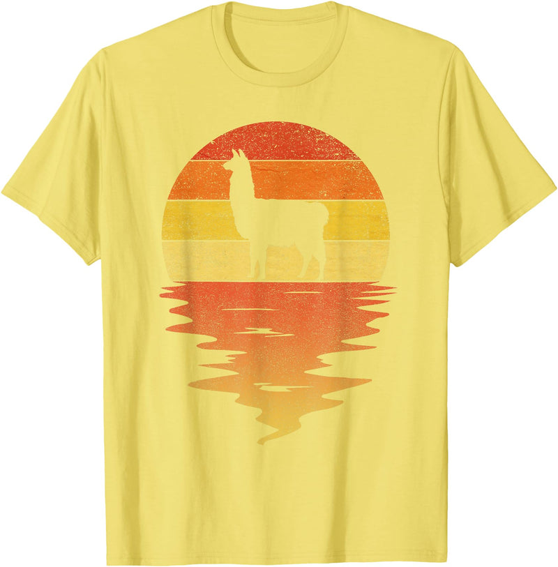 TrendyPull Silhouette Retro Vintage Style Gifts Llama shirt retro sunset 70s vintage Llama T-Shirt - Lemon Yellow