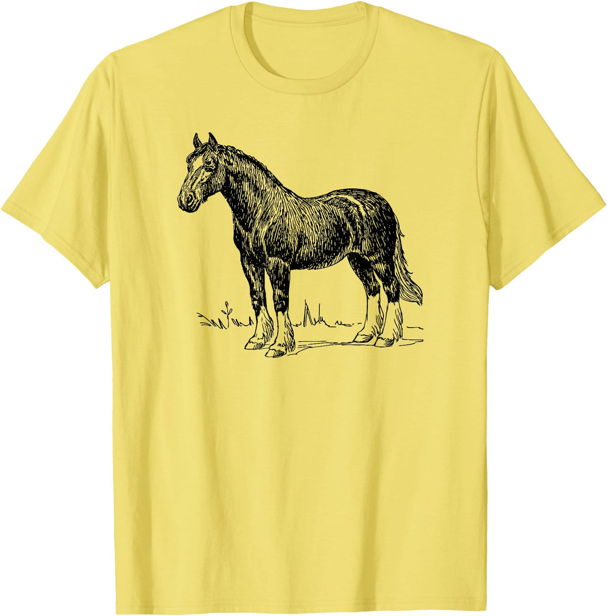 Horse Clydesdale Shirts Horse Clydesdale Workhorse Simple Graphic T-shirt T-Shirt - Lemon Yellow