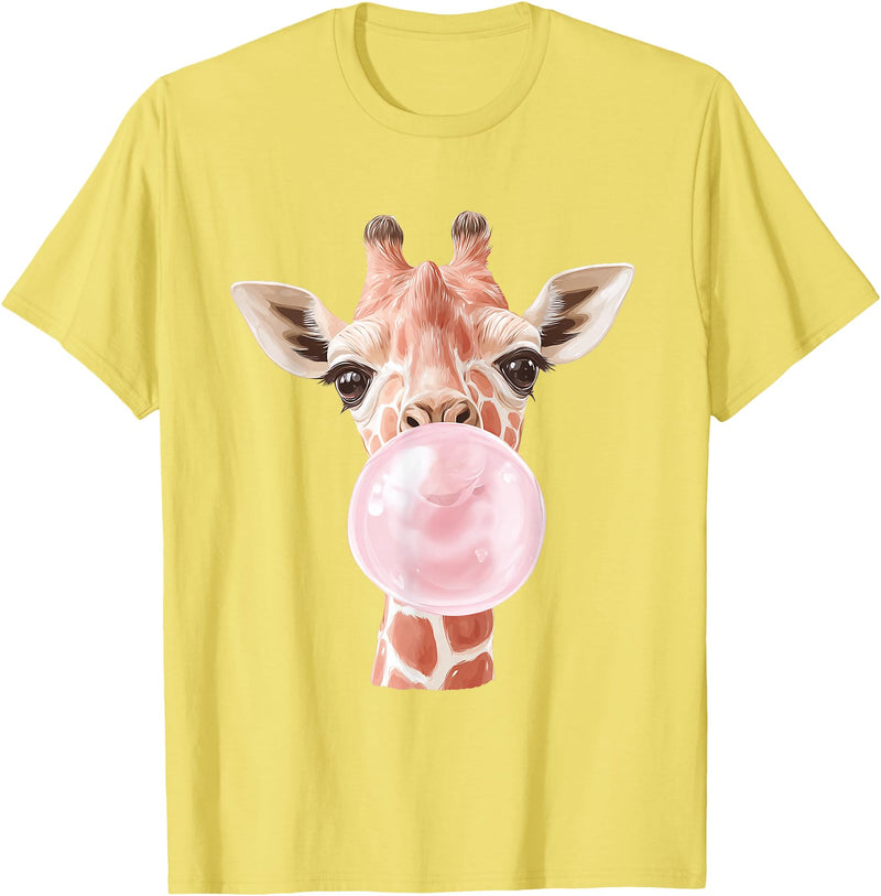 FunnyGiraffeCo. Cute Giraffe Bubble T-Shirt - Lemon Yellow