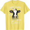 TeePrincess Funny Gift Watercolor Just A Girl Who Loves Cows T-Shirt - Lemon Yellow