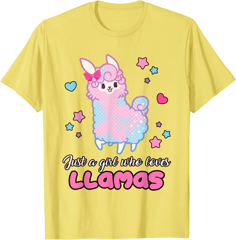 Just A Girl Who Loves Llamas BW Art Llama Girl Shirt Just A Girl Who Loves Llamas Cute T-Shirt - Lemon Yellow