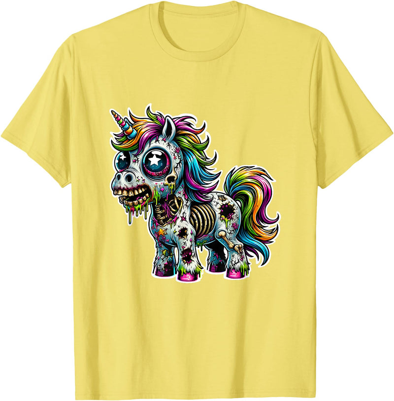 Cool Zombie Horror and Halloween Designs Scary Zombie Unicorn Scary Halloween Horror Monster Design T-Shirt - Lemon Yellow