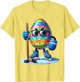 Easter Hockey Lovers Eggs Egg Bunny Rabbits Men Women Boys T-Shirt in Lemon Yellow