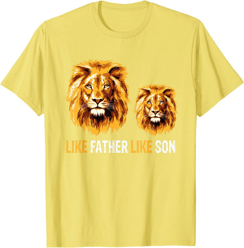 Like Dad Like Son Daddy Lion Fathers Day Ideas Lion Dad Like Father Like Son Lions Lovers Fathers Day T-Shirt - Lemon Yellow