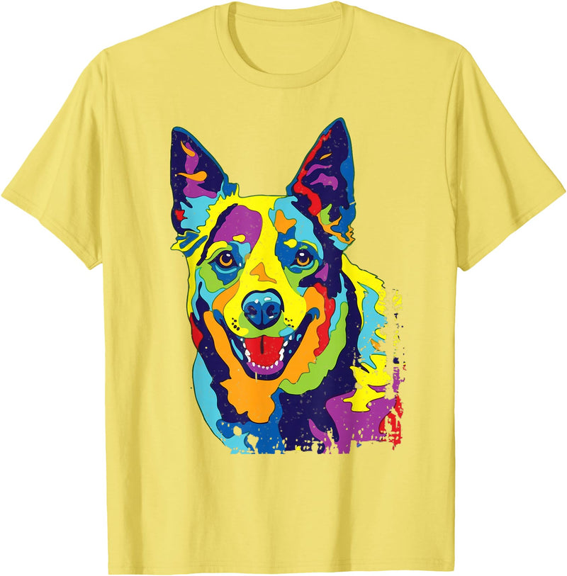 Funny Dog Lover Shirts Cattle Dog Shirt Funny Australian Cattle Dog Pop-Art Shirt T-Shirt - Lemon Yellow