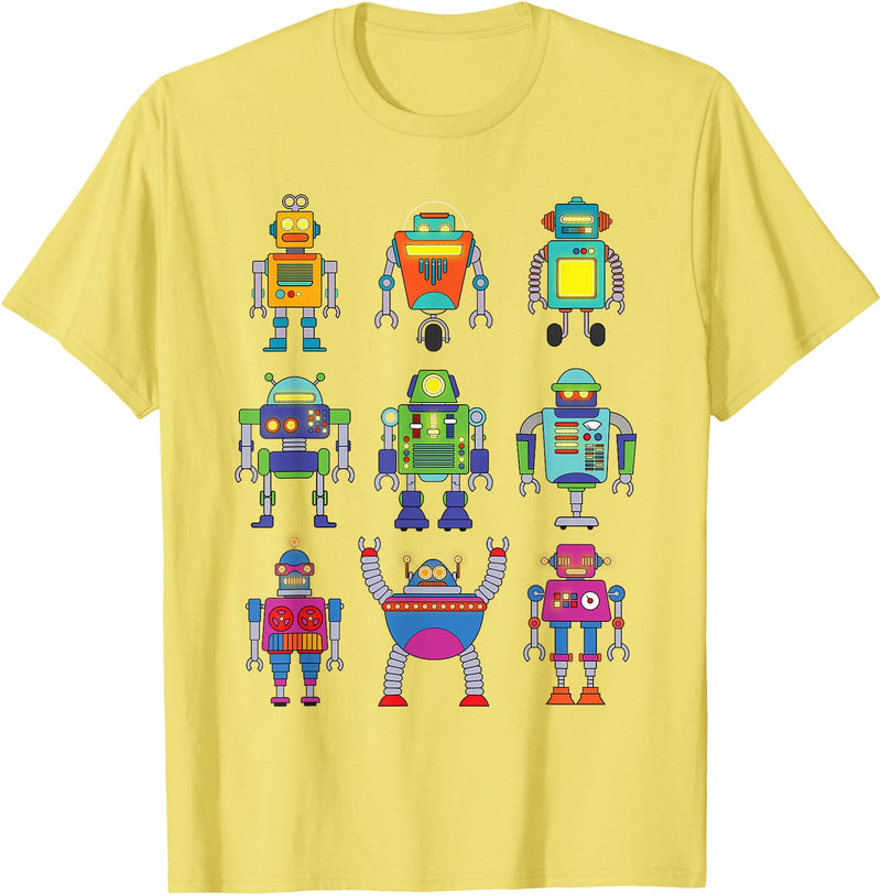 Best Robotics Gift Robot Lover Accessories & Stuff Robot Art for Boys Kids Toddler Science Robotics Engineer T-Shirt - Lemon