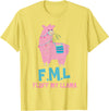 BlueTonic Animals FML Fluff My Llama Cute Animal T-Shirt - Lemon Yellow