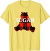 Buffalo Plaid Bear Designs Sugar Nickname Bear Buffalo Plaid Design T-Shirt - Lemon Yellow