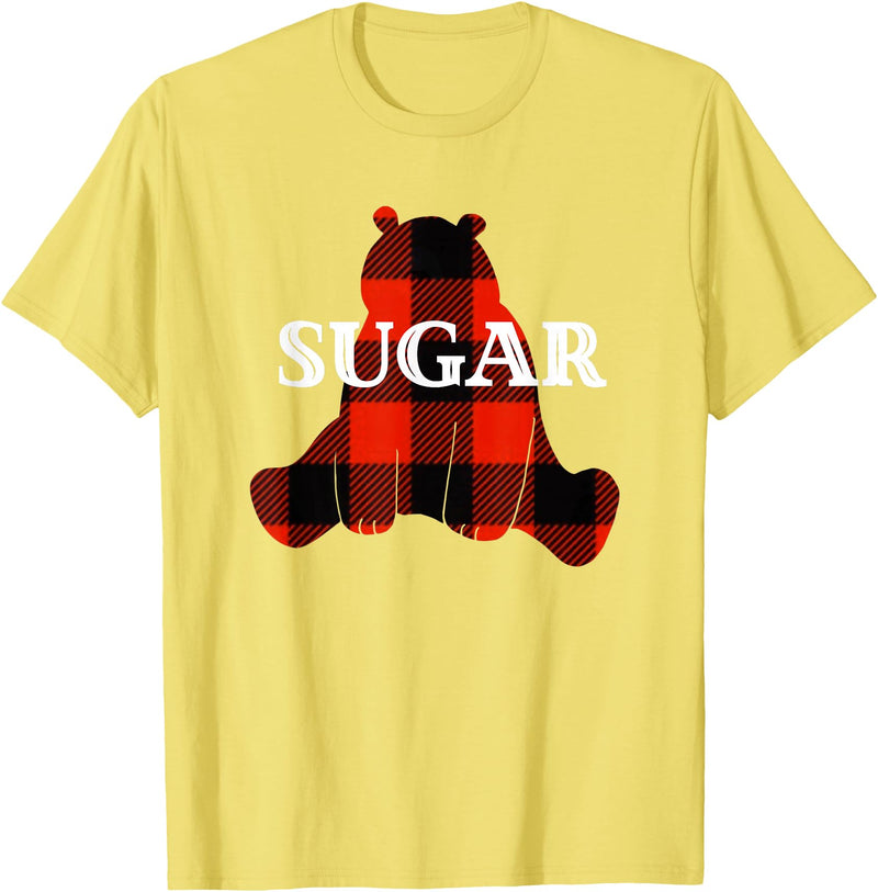 Buffalo Plaid Bear Designs Sugar Nickname Bear Buffalo Plaid Design T-Shirt - Lemon Yellow