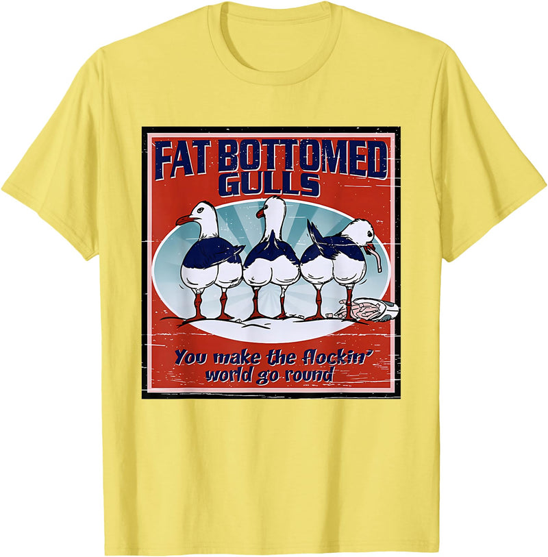 Fat Bottomed Gulls You Make The Flockin' World Go Round T-Shirt - Lemon Yellow