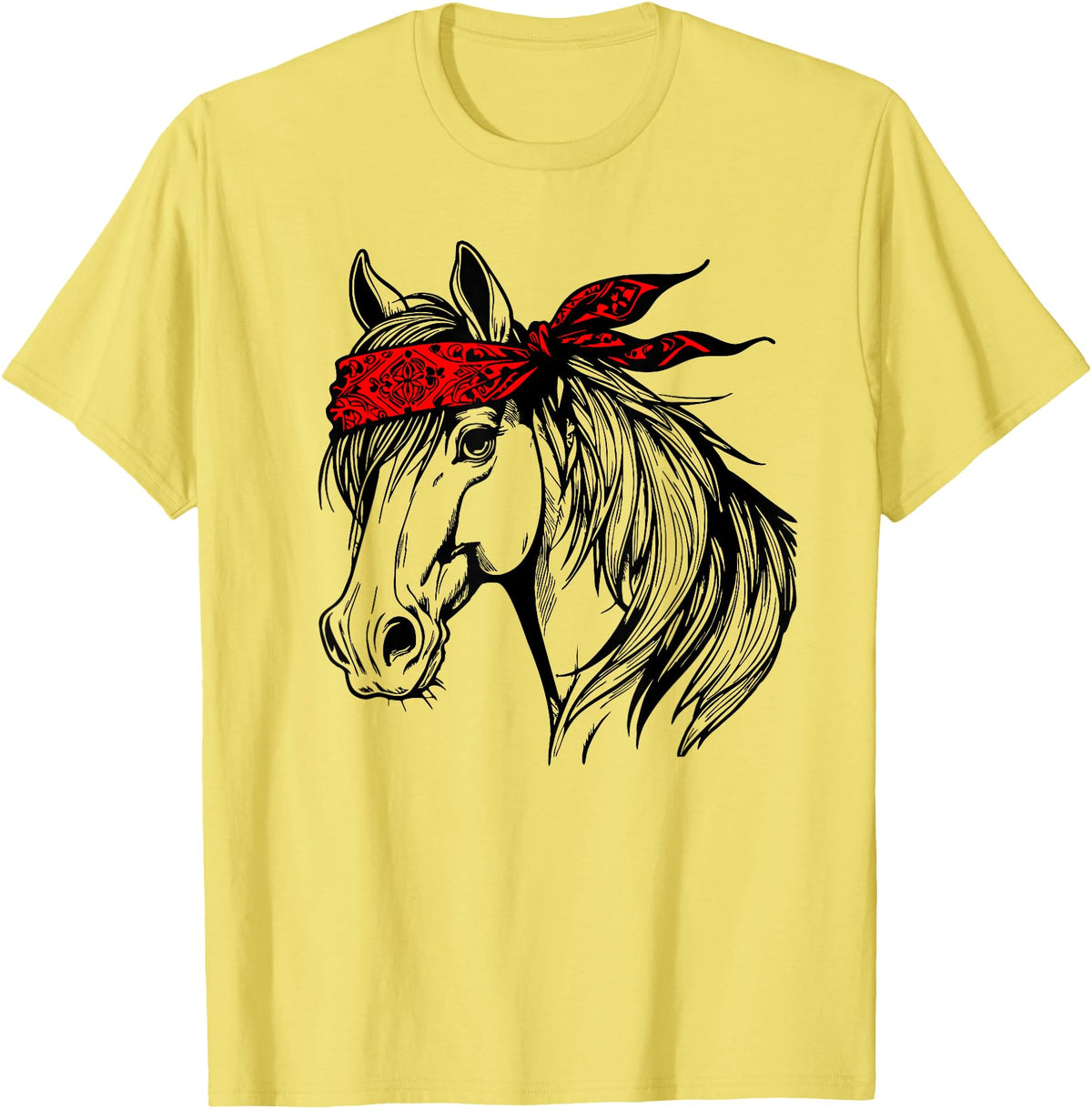 Horse Bandana Designs for Horse Lovers Horse Bandana for Horseback Riding Horse Lover Mother's Day T-Shirt - Lemon Yellow
