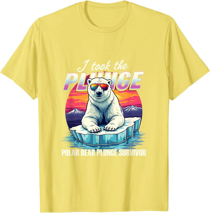 Chilly Dive Apparel Costume Polar Bear Plunge Survivor Fun Winter Adventurers Apparel T-Shirt - Lemon Yellow