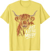 Scottish Highland Cow Lovers men woman kids Highland Cow Just A Little Moody Flower Cattle Hairy Cow T-Shirt - Lemon Yellow