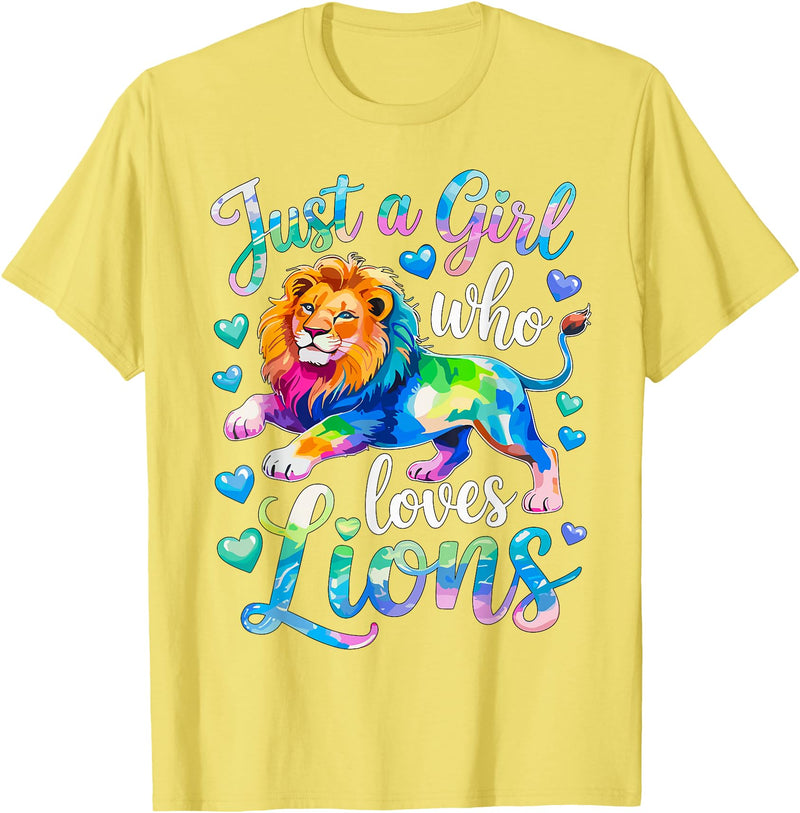 Funny Lion Lover Lion Animal Just a Girl Who Loves Lions T-Shirt - Lemon Yellow