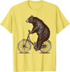 thechicgeek Bear on Bike Cute Grizzly Bicycling T-Shirt - Lemon Yellow