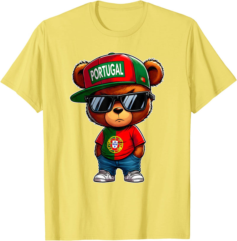 Funny Bandeira Portugal Souvenirs Its In My DNA Proud Teddy Bear Portugal Flag Portuguese Gifts Souvenir T-Shirt - Lemon Yellow