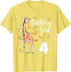 Giraffe Birthday Party by LazyPanda Giraffe 4th Birthday Girl 4 Years Old Giraffe Lover T-Shirt - Lemon Yellow