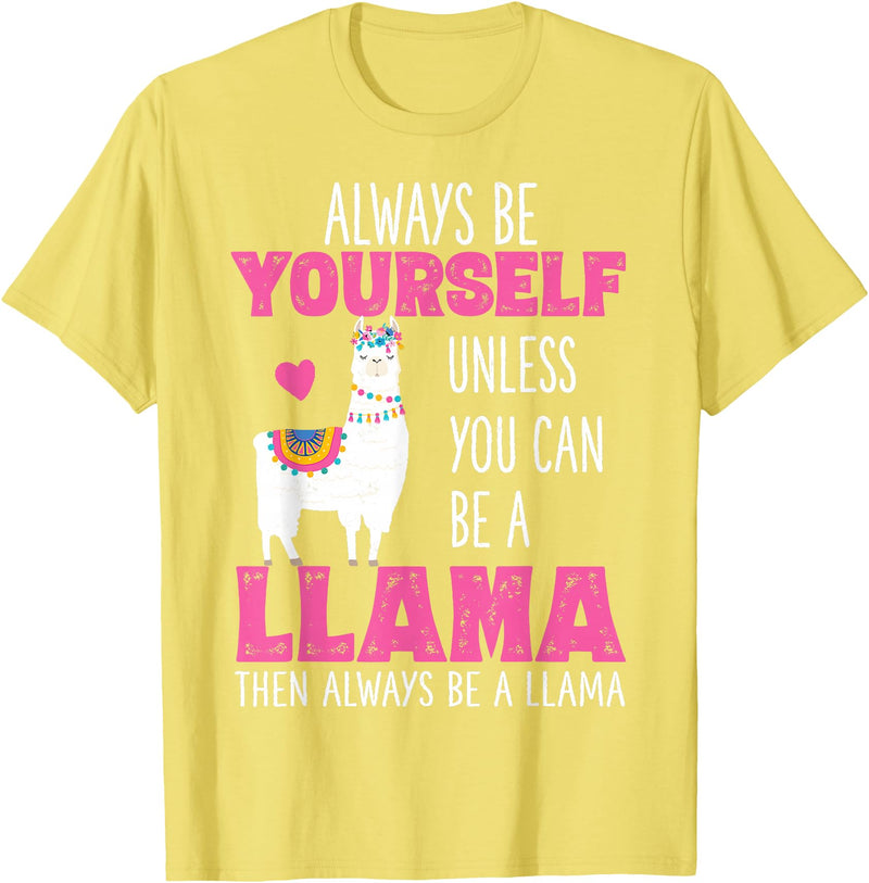 Llama Shirts by Memme Cute Funny Llama Shirt Llamas Lover Shirts Girls Women T-Shirt - Lemon Yellow