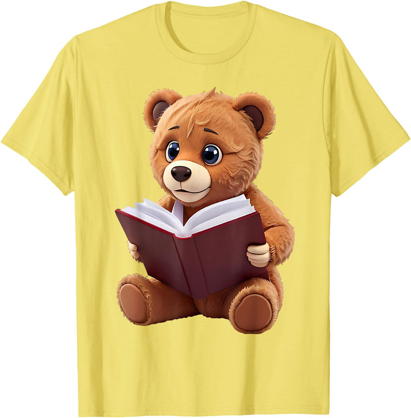 Funny Teddy Bear reading a book: Graphic for bear lovers T-Shirt - Lemon Yellow