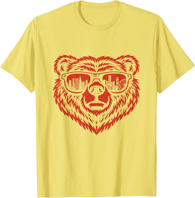 Bear Lover Merch Bear Sunglasses - Bear Lover T-Shirt - Lemon Yellow