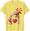 New Mom Giraffe Tees for Women Baby and Giraffe Mom Shirt New Mom Heart Cute Giraffe T-Shirt - Lemon Yellow