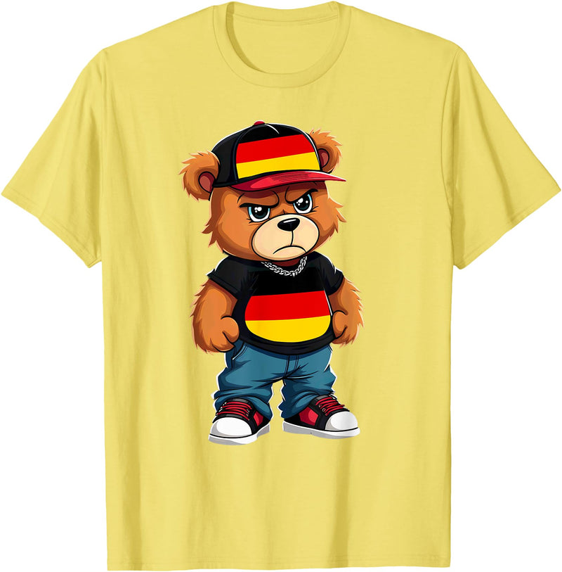 German Teddy Bear Breakdance Rapper German Flag Teddy Bear Germany Hip Hop T-Shirt - Lemon Yellow