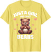 Bear Lover Tees, Bear Gifts by T&T Just A Girl Who Loves Bears, Cute Bear Lovers T-Shirt - Lemon Yellow