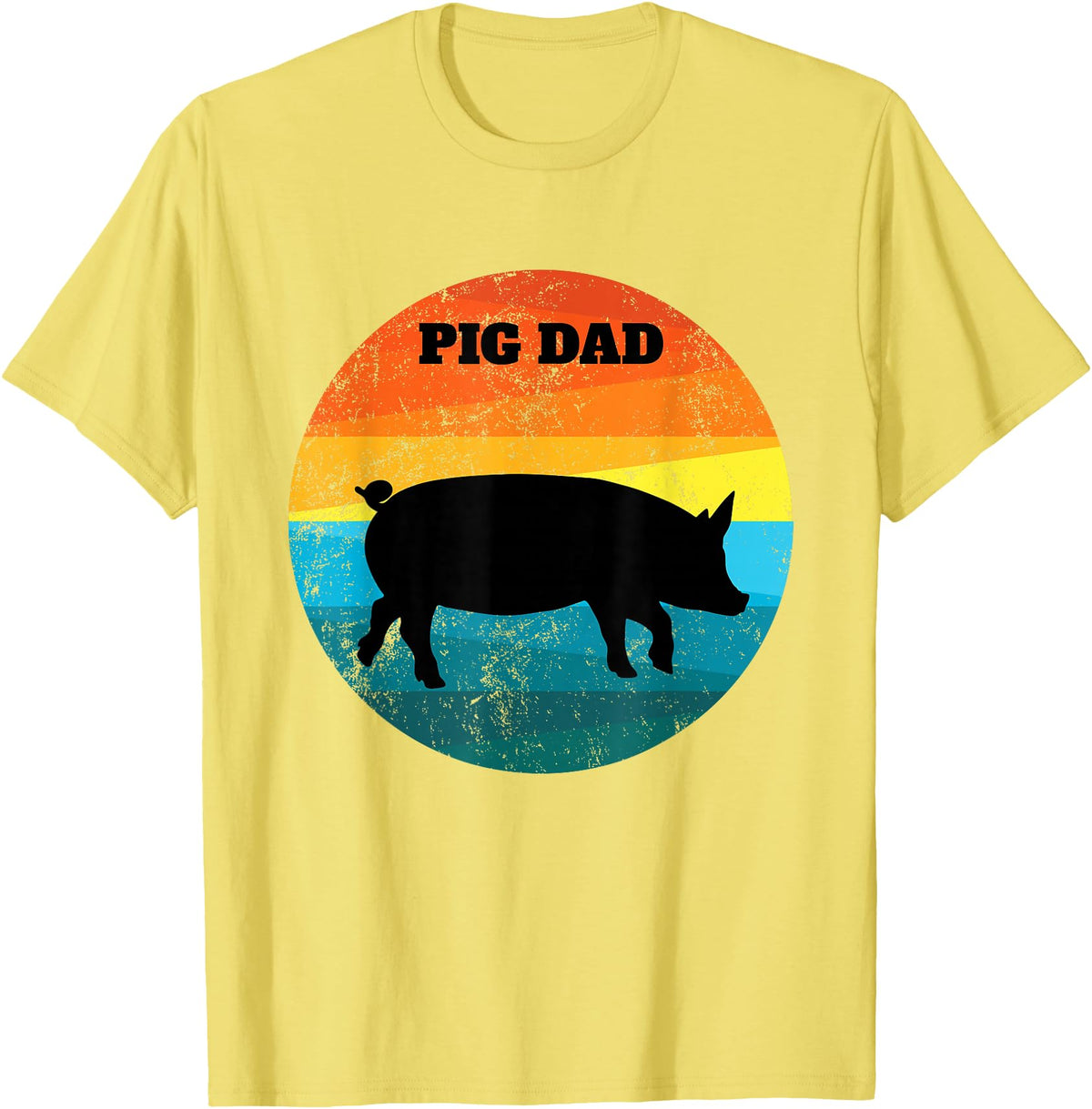 Cute Pot Belly Bellied Pig Owner Farmer PIG Lover Pot Belly PIG DAD Vintage Retro Men Women Kids Teen Tee Gift T-Shirt - Lemon Yellow