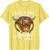 Scottish Highland Cow Lovers Scottish Highland Cow Just a Girl Who Loves Highland Cows T-Shirt Small - Lemon Yellow