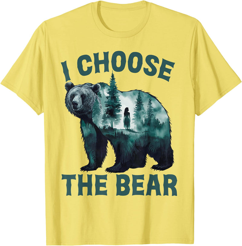 I choose the bear Apparel I choose the bear Shirt 2024 Bear In The Camp Trending T-Shirt - Lemon Yellow