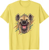 Laughing Hyena Cartoon Wild Safari Animal Hyena Laughing Face Funny Animal Safari Vibes T-Shirt - Lemon Yellow