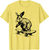 Rabbit Lover Bunny on Skateboard Easter Rabbit T-Shirt in Lemon Yellow