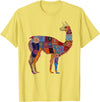 We Love Llamas & Alpacas - Peru Souvenirs Co. Peruvian Llama Alpaca Flowers Colourful Peru Souvenir T-Shirt - Lemon Yellow