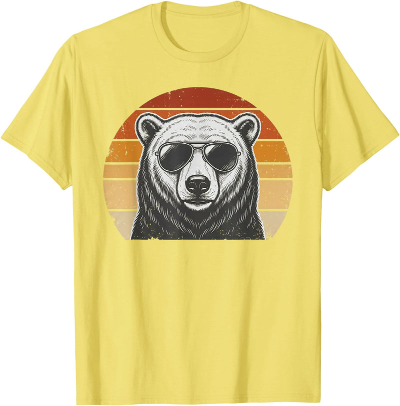 Polar Bear Retro Sunset Vintage Prints Co Polar Bear Retro Sunset Animal Lover Vintage Cool Owner T-Shirt - Lemon Yellow