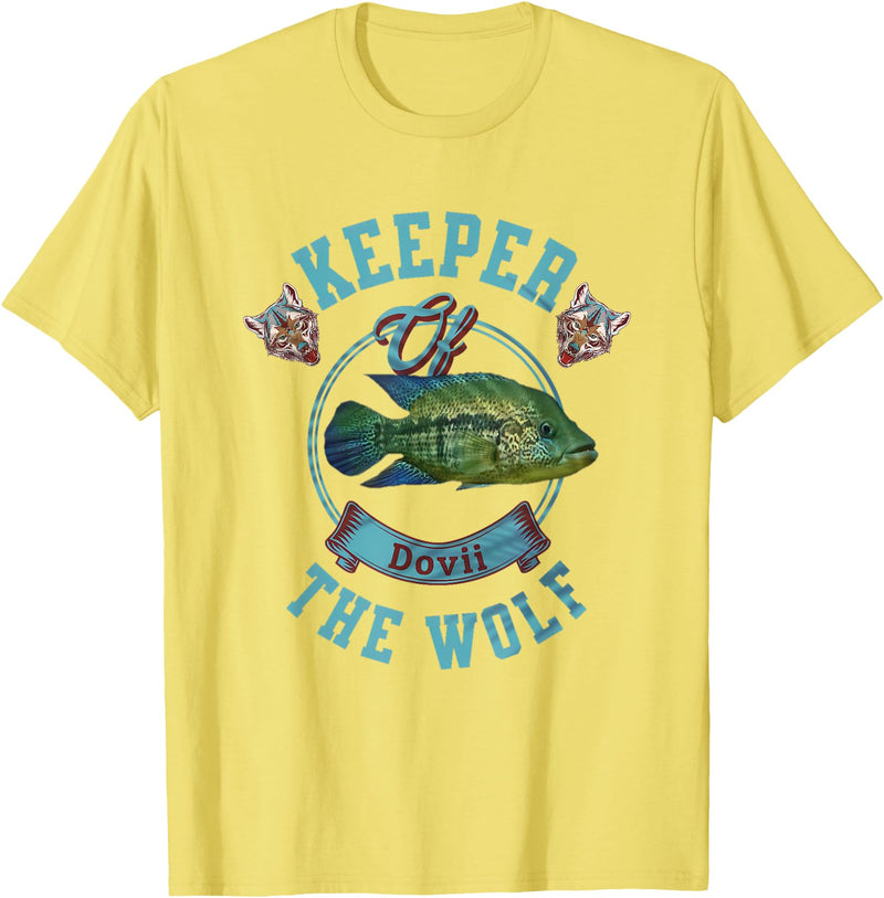 Cichlid Fish Tank Tees Wolf Cichlid Dovii Cichlid Monster Aquarium Fish Lovers T-Shirt - Lemon Yellow